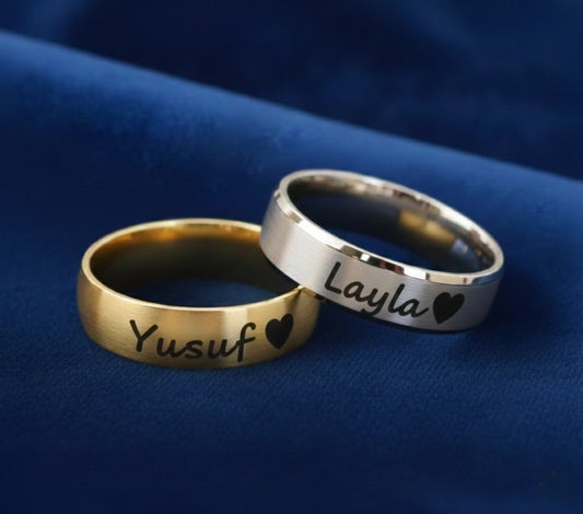 CUSTOMIZED ENGRAVED COUPLES NAME RINGS