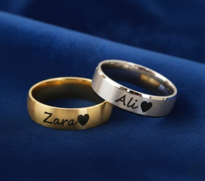 CUSTOMIZED ENGRAVED COUPLES NAME RINGS