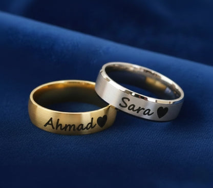 CUSTOMIZED ENGRAVED COUPLES NAME RINGS