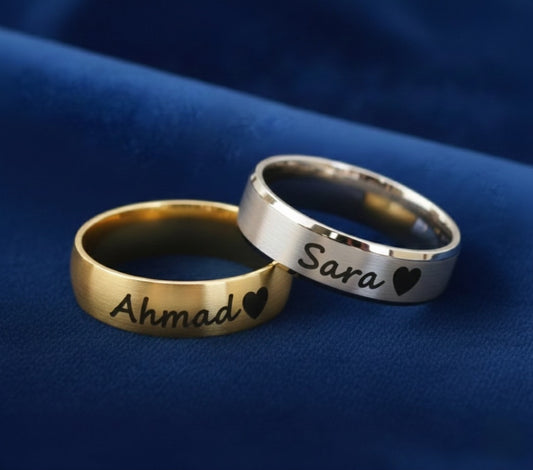 CUSTOMIZED ENGRAVED COUPLES NAME RINGS